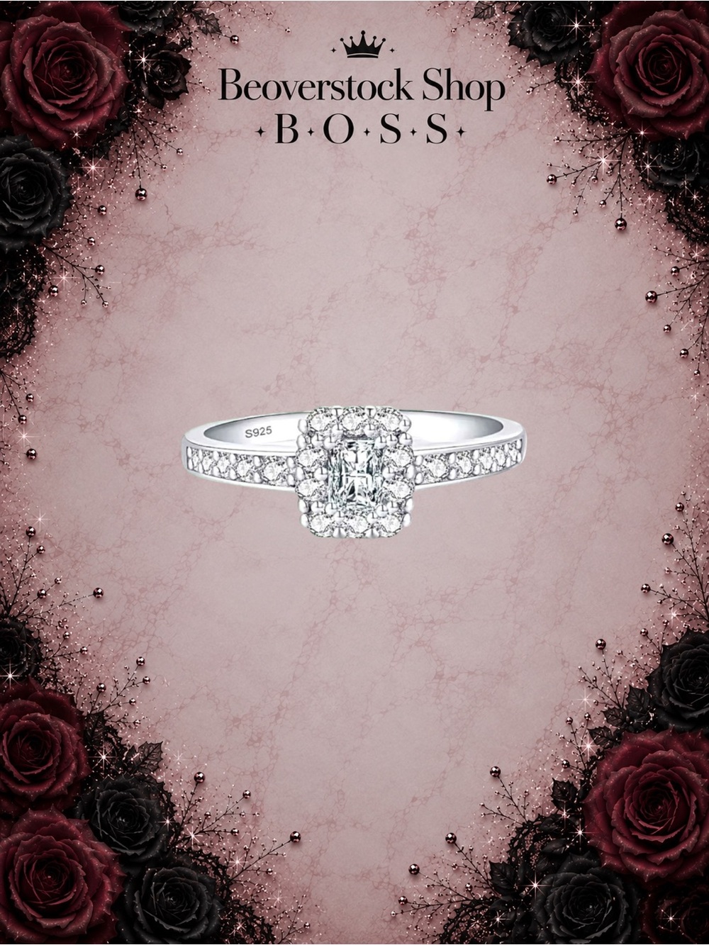 New .925 Sterling Silver Elegant Romantic Princess Square AAAAA Dazzling CZ Ring